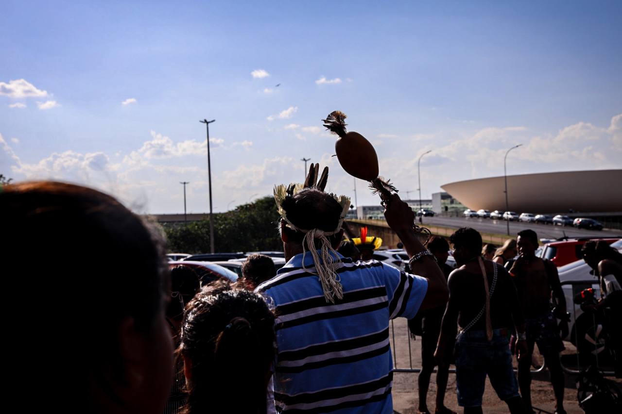 Indigenous people march for land rights in Brazil ahead of court ruling